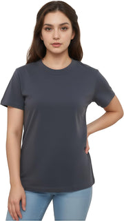 193299 Women's Crew Neck Regular Fit Short Sleeve T-Shirt - Black