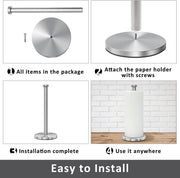Stainless Steel Paper Towel Holder Countertop, Standing Paper Towels Holder for Kitchen Dining Table Bathroom, Weighted Paper Towel Holder for Standard or Large-Sized Roll (Silver)