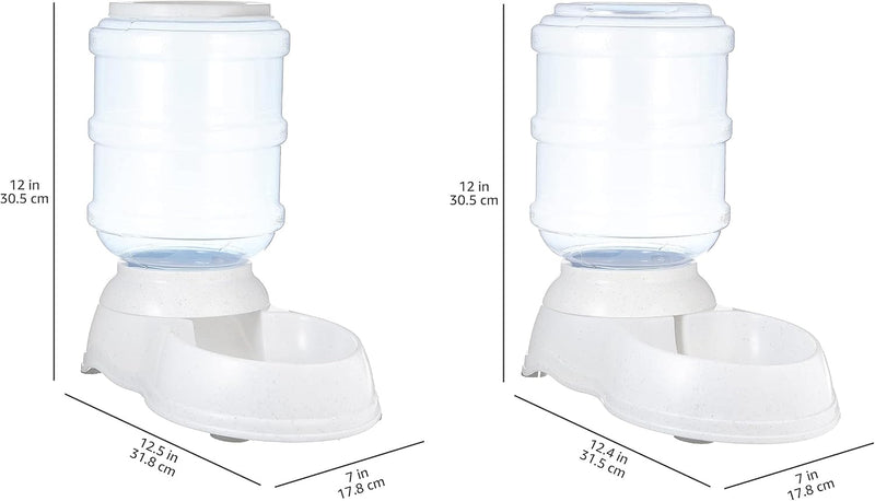 Amazon Basics Gravity Pet Food Feeder and Water Dispenser Bundle, Small (1-Gallon Capacity)