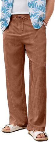 Linen Pants for Men Loose FIT Baggy Cargo(GL-TP-1190-2XL-BROWN)