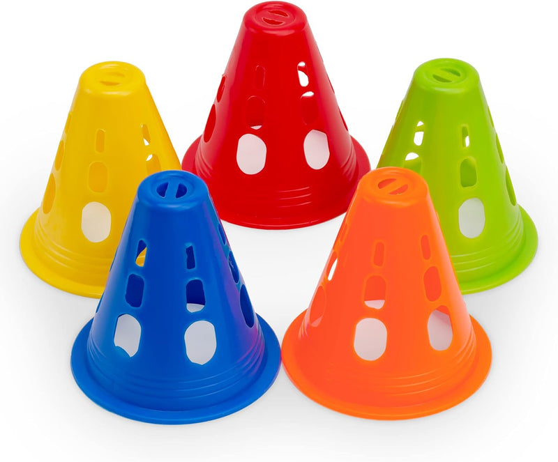 3 Inch Plastic Windproof Slalom Cones Inline Roller Skating Cones Pile Cup Roadblocks Traffic Road Cones Set with Holes for Skate Practice Sport Training - 5 Colors 20 Pcs Style 2