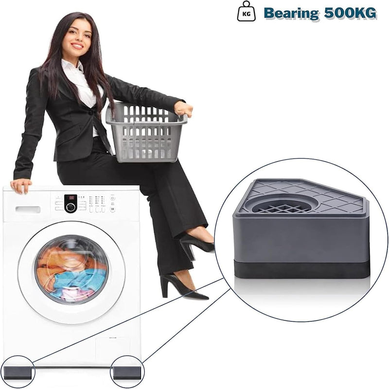 AtRyx Anti Vibration Pads for Washing Machine, 4pcs Washer & Dryer Pedestals Shock and Noise Cancelling Washing Machine Foot Pads, Washing Machine Support Stabilizer for Most Furniture, Protects Floor