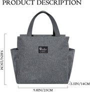 Lunch Bag for Office Picnic Camping School with Side Pockets, Insulated Tiffin Bags Thermal Bento Box for Men Women Kids