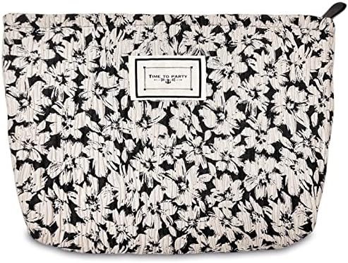 STARDW Flower Cosmetic Bags Makeup Bags for Women and Girls,Travel Makeup Bag Large Capacity Canvas Makeup Bag,Makeup Organizer Bag Zipper Pouch, Embossed pink, Large Capacity Aesthetic Makeup Bags