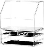 Large Clear Makeup Organizer Skin Care Cosmetic Display Cases Stackable Storage Box With 9 Drawers,Set of 4 By Cq acrylic - Large 3 Drawers Clear