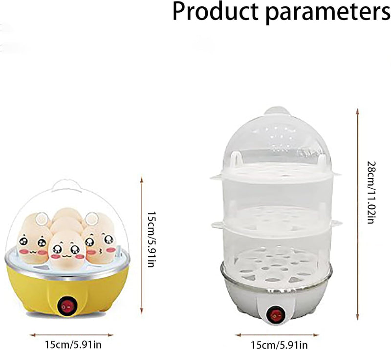 Multifunctional Egg Boiler, Household Egg Cooker, Steam Surround/fast Heating, Anti-dry heating prevention, Suitable for Steaming Eggs, Buns, Corn And Sweet Potatoes,three,Yellow