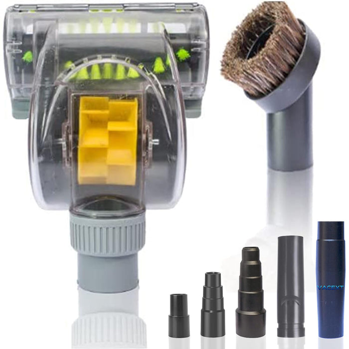 VACEXT Pet Hair Remover Vacuum Attachment Cleaning Tool for Couch Cushions, Upholstery, Carpeted Stairs and Car Carpet - Air Driven Turbo Brush Compatible with Dyson, Shark Kenmore Miele 1 3/8''