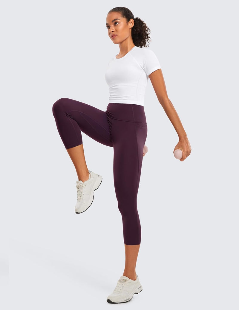 CRZ YOGA Womens Butterluxe Workout Capri Leggings with Pockets 21 Inches - High Waisted Gym Athletic Crop Yoga