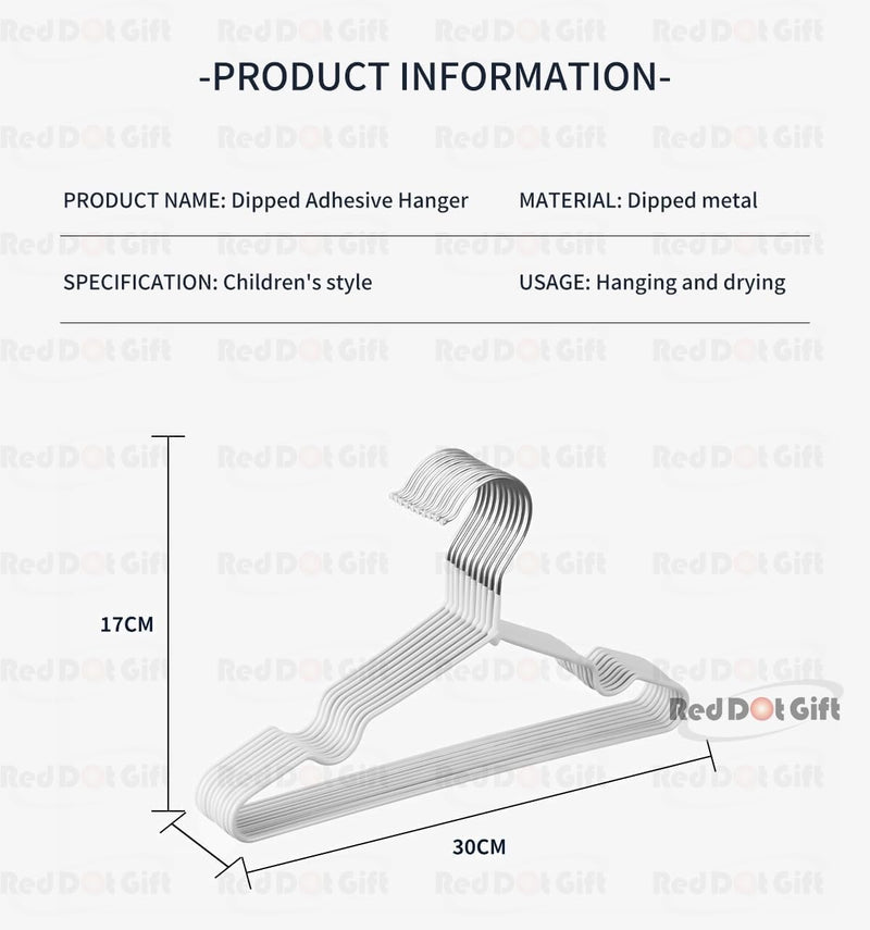 Red Dot Gift® 10-Pack Baby Metal Hangers 30cm Blue Color - Nursery Clothes Hangers Non Slip Toddler Hangers for Children Clothes Space Saving Clothes Hangers Rubber Coat Hangers