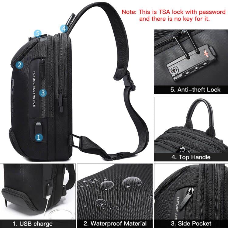 BANGE Sling Bag, Waterproof Men's Chest Bag Shoulder bags Crossbody Sling Backpack for Menâ€¦â€¦