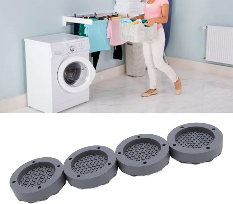Anti Vibration Pads for Washing Machine, Washer Dryer Pedestals Fits All Machines, Stops Washer Dryer Moving and Prevents Noise, 4Pcs Silicone Washer Dryer Support Foot Pads (Grey)