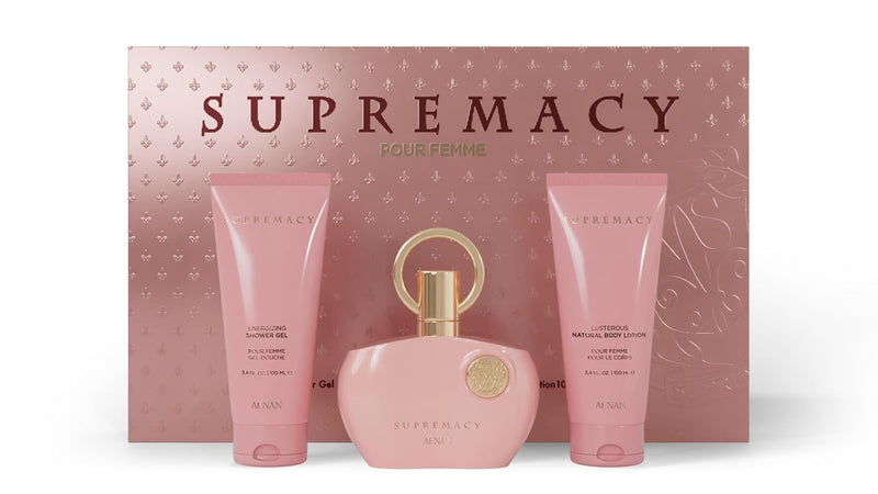 AFNAN Gift Set Supremacy Pink Eau De Parfum, 100 ML + Shower Gel 100 ML + Body Lotion 100 ML, Perfume Gift Set For Women