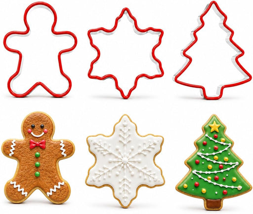Crethinkaty 9 Pcs Mini Christmas Linzer Cookie Cutters Set, Christmas Stainless Steel Cookie Cutters, Christmas Tree, Gingerbread Man, Snowman, Elk - for Christmas Winter Holiday Baking - style 5