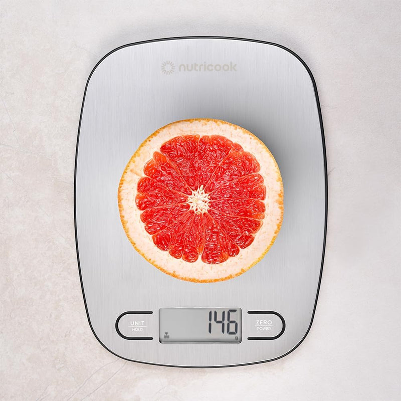 Nutricook Digital Kitchen Scale Eko, 5Kg Capacity, Stainless Steel Food Scale For Baking And Cooking - 4 Weighing Sensors, Tare/Zero, Auto-Off & Auto Calibrate Function,2 Years Warranty
