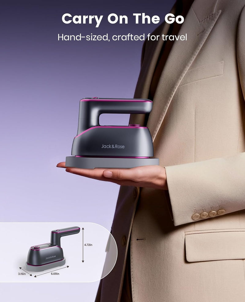 Jack Rose Travel Steamer for Clothes 1200w,Steam Iron,Portable Handheld Travel Size Steamer iron,8S Fast Heat-Up,Large Ceramic Heat Panel(Purple-Gray)