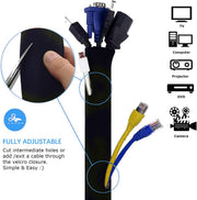 IBAMA 2 Pcs Cable Management Cable Sleeve 50.8cm/20-inch Each Flexible Cable Cord Organizer Wrap Cover with Zipper for TV/Computer/Home Entertainment(Black)