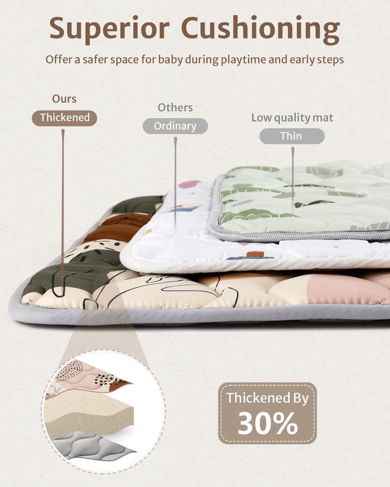Baby Play Mats for Floor, 150x180cm Play Mat for Playpen, Thicken Soft Padding Foam Playmats for Babies and Toddlers Infants, 2cm Thick Foldable and Machine Washable Baby Crawling Mat