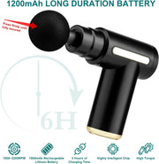Mini Massage Gun Deep Tissue Portable 6 Speeds Handheld Muscle Massager with 4 Massage Heads 1800mAh Battery & Type-C Charging, Super Quiet Massage Gun for Muscle Pain Relief Recovery