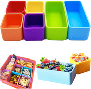 Silicone Lunch Box Dividers Square Bento Box Bundle Divider Accessories Meal Prep Containers Dishwasher Safe - Rectangle(Blue+Green)+Square(Purple+Yellow+Red+Orange)