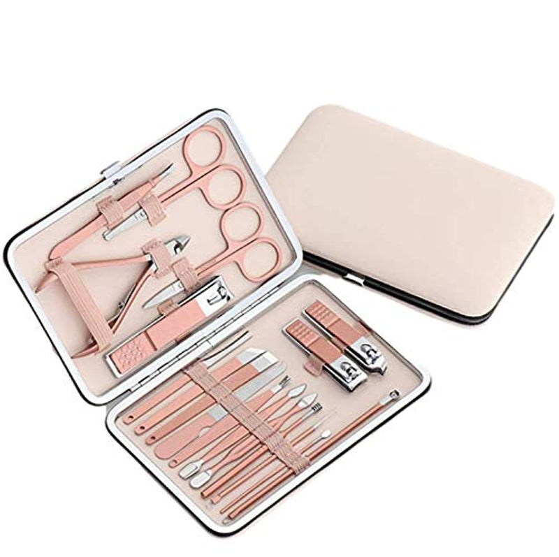 Conbo Women 12 In 1 Nail Clippers Set Manicure Pedicure Kit with Grooming Travel Leather (Rose Glod)