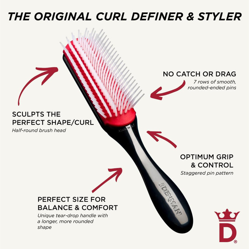 Denman Classic Styling Brush 7 Rows - D3 - Hair Brush for Blow-Drying & Styling â€“ Detangling, Separating, Shaping & Defining Curls