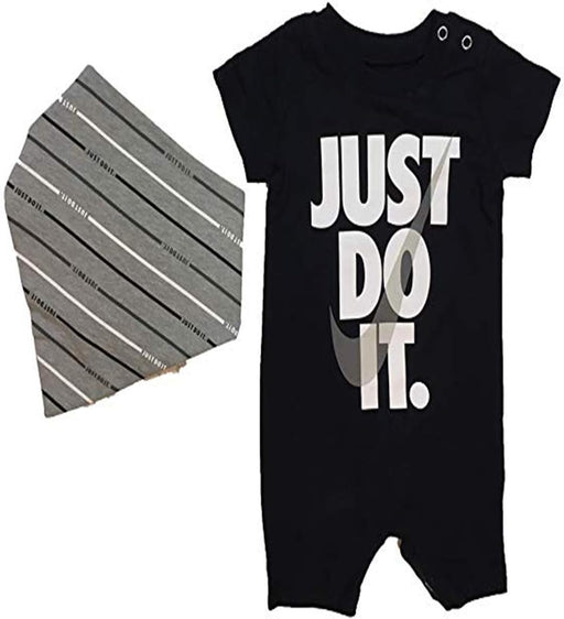 Nike Baby Boys 2-Piece Romper and Bandanna Set (6 Months, Black)