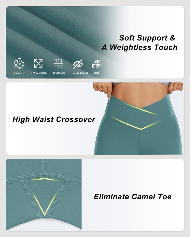 Aoliks Crossover Flare Leggings for Women,High Waisted Bootcut Yoga Pants Workout Bell Bottom Leggings