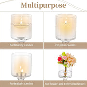 DERANQIIUA Christmas Candle Holder, Pack of 3 Elegant Candle Holders, High, Clear Glass, Table Decoration for Wedding, Dining Table, Bathroom, Birthday Party, Multiple Occasions