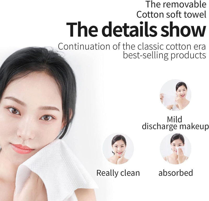 MAKINGTEC Deeply Cleansing Disposable Face Towel Cotton Tissue, Cotton Facial Dry Wipes 60 Count, Multi-Purpose for Skin Care, Make-up Wipes, Face Wipes and Facial Cleansing