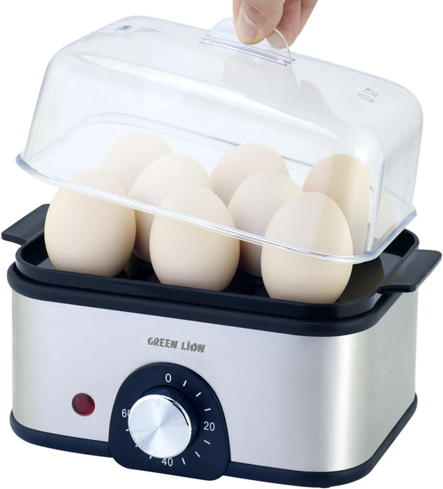 Green Lion 3-Tier Egg Cooker, Egg & Vegetable Steamer, 16 Eggs Capacity, 500mL Water Reservoir, 400-500W Power, 0-60min Timer, Stainless Steel Heating, Steam Vent Lid, Indicator Light - Gray