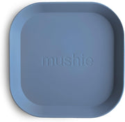 Dinnerware Cups for Kids Set of 2 Reusable BPA Free Dishwasher & Microwave Safe Cups Easy to Hold Made in Denmark (Sage) - (Twilight Blue) Square Plate