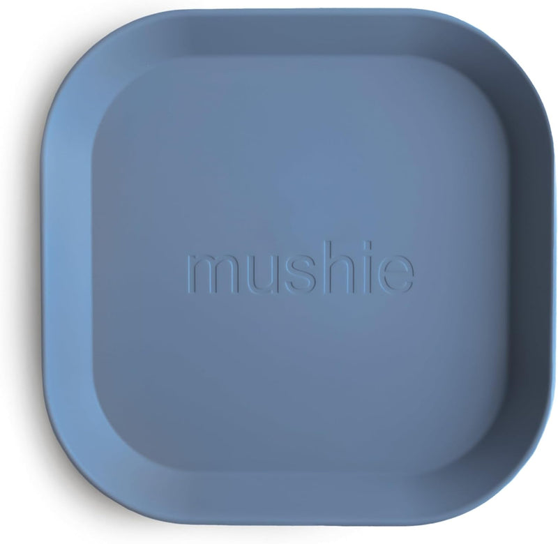 Dinnerware Cups for Kids Set of 2 Reusable BPA Free Dishwasher & Microwave Safe Cups Easy to Hold Made in Denmark (Sage) - (Twilight Blue) Square Plate