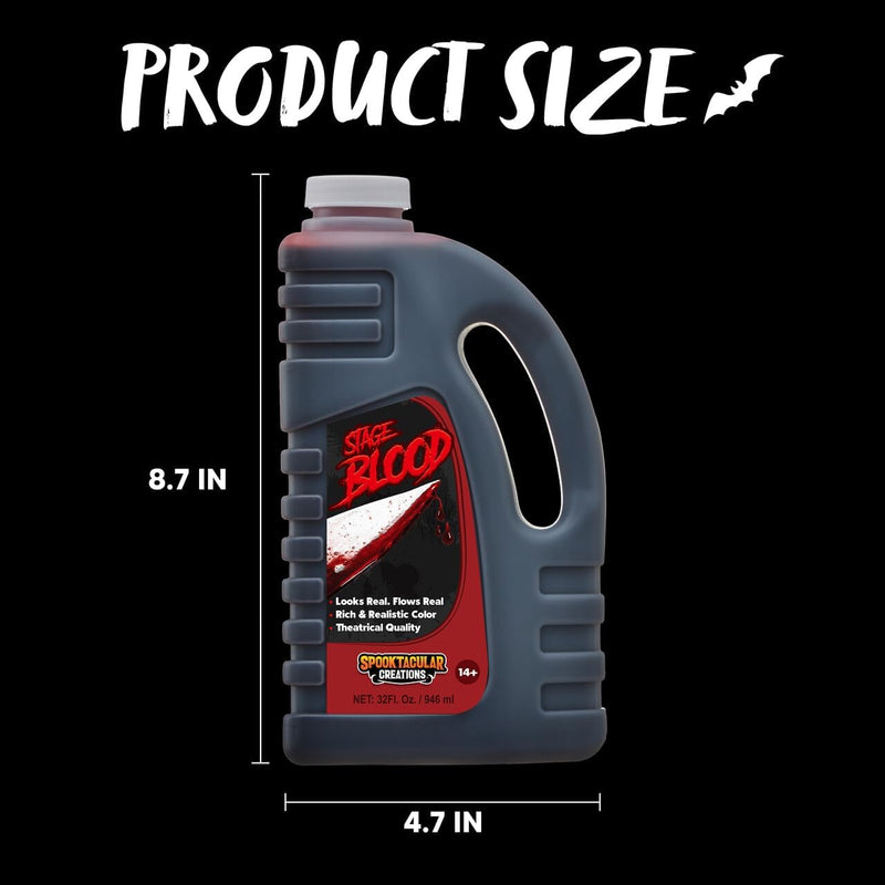 Spooktacular Creations 32 oz Fake Halloween Blood Bottle Fake Blood Stage Blood for Halloween Costume, Zombie and Monster Makeup & Dress Up