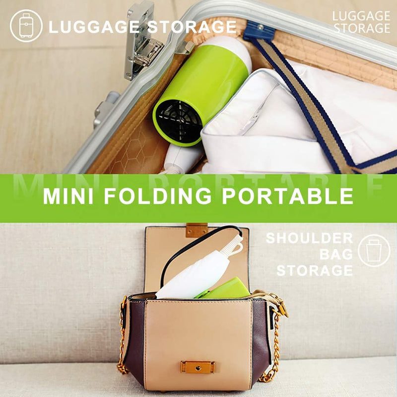 SUNHOME Foldable1200W Mini Hair Dryer. Easy storage hook. Travel portable Hair Dryer Green/White