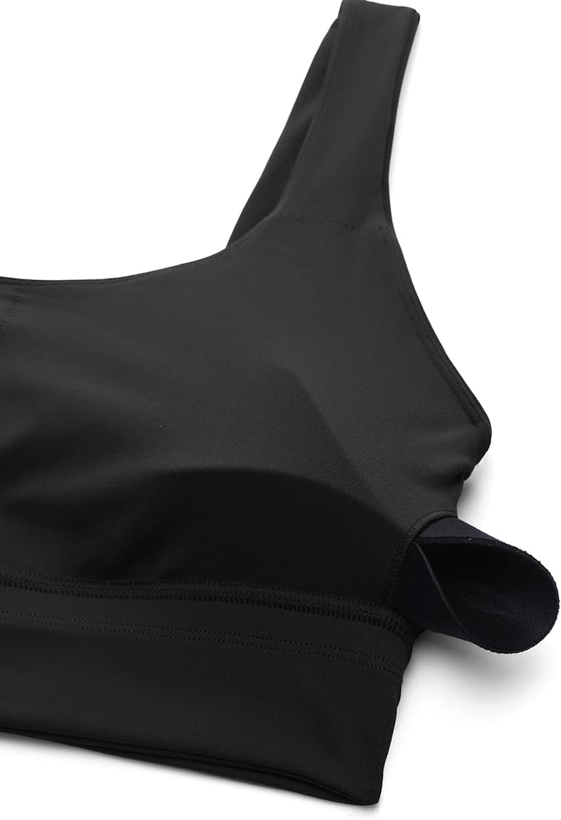 CRZ YOGA Womens Butterluxe U Back Sports Bra - Scoop Neck Padded Low Impact Workout Yoga Bra with Built in Bra