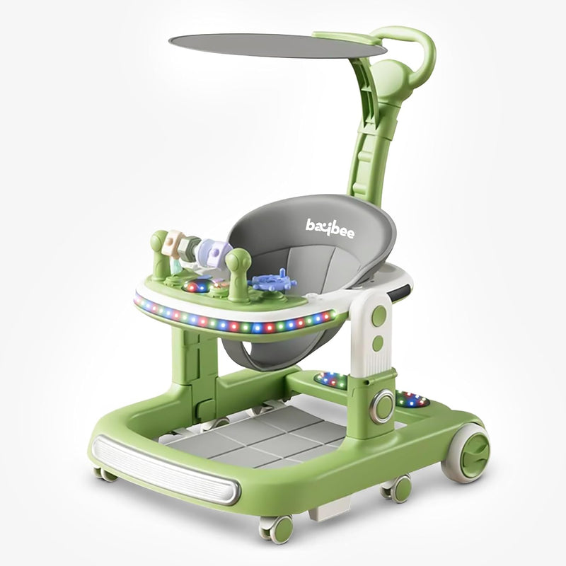 Baybee 3 in 1 Baby Walker with Parental Push Handle 3 Adjustable Height, Lights & Musical | Toddler Activity Walker for Kids | Baby Push Walker for Baby Boy Girl 6 to 18 Months (Green)