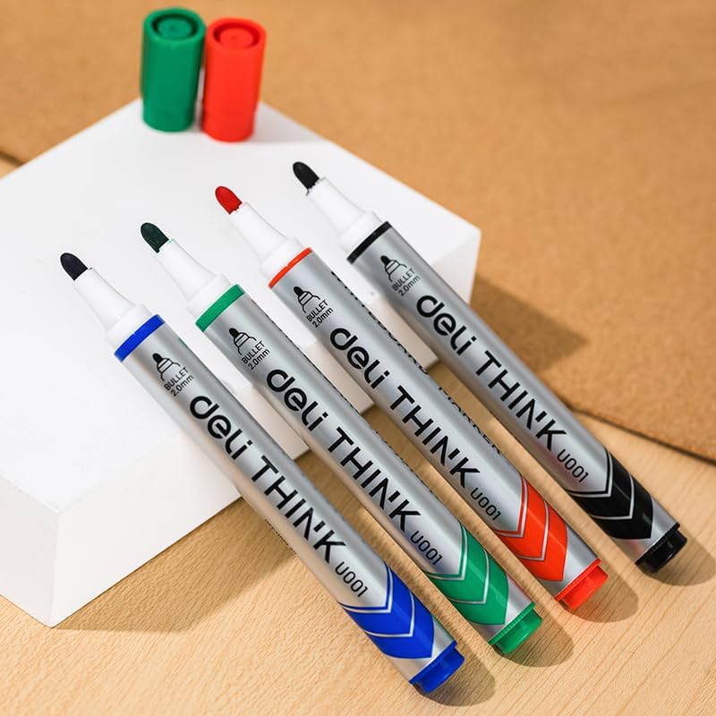 Deli Think Whiteboard Markers 4-Pieces, Assorted