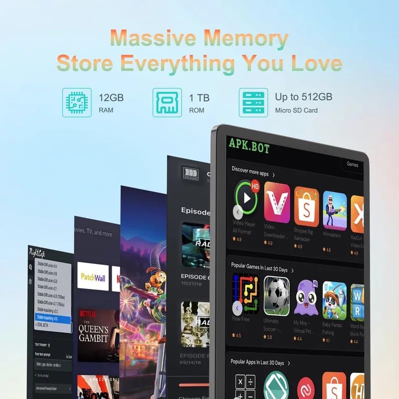 CM14000 Plus 14" 5G Android Tablet â 12GB RAM, 1TB ROM, 20000mAh Battery, Keyboard, Stylus, and Bluetooth â Gray