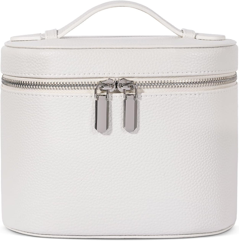 Makeup Bag Travel Makeup Bag with Compartments and Handle Portable Toiletry Bag for Women - Beige