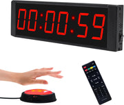 Countdown Timer, Gym Timer with Start/Stop Button, Portable Digital Stopwatch with Remote Control, Interval Timers, Large 12/24H LED Clock for Workout, Sports, Home, Gym