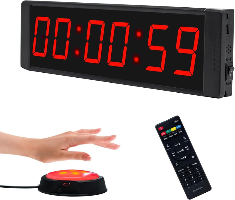 Countdown Timer, Gym Timer with Start/Stop Button, Portable Digital Stopwatch with Remote Control, Interval Timers, Large 12/24H LED Clock for Workout, Sports, Home, Gym