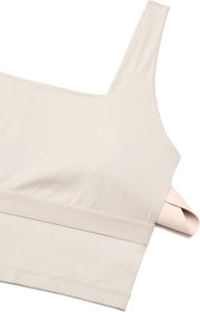 CRZ YOGA Butterluxe Womens V Neck Longline Sports Bra - Padded Workout Crop Tank Top with Built in Bra