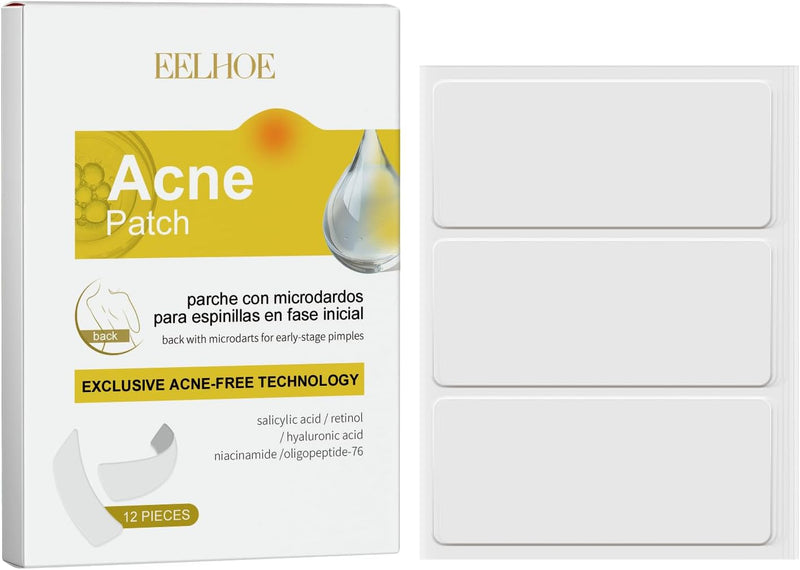 Back Acne Patch, Large Salicylic Acid Acne Patch for Body and Back, 12PCS Big Pimple Patches for Zits, Breakouts and Blemishes