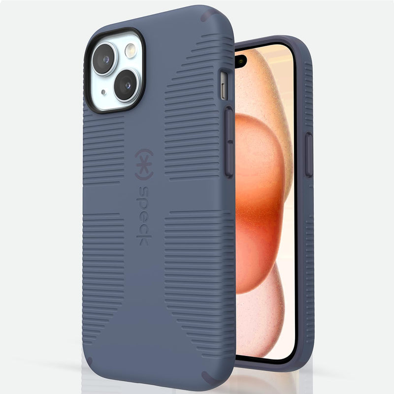 Speck iPhone 15 Case - Built for MagSafe, Drop Protection Grip ??for iPhone 15 iPhone 14 & iPhone 13 - Scratch Resistant, Soft Touch, 6.1 Inch Phone Case - CandyShell Grip Mystery Blue/Faded Denim