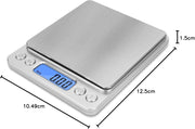 NEXT-SHINE Digital Kitchen Scale 500 x 0.01 Gram, Pocket Size with PCS Tare Switch Weighing Units Function, Stainless Steel Platform