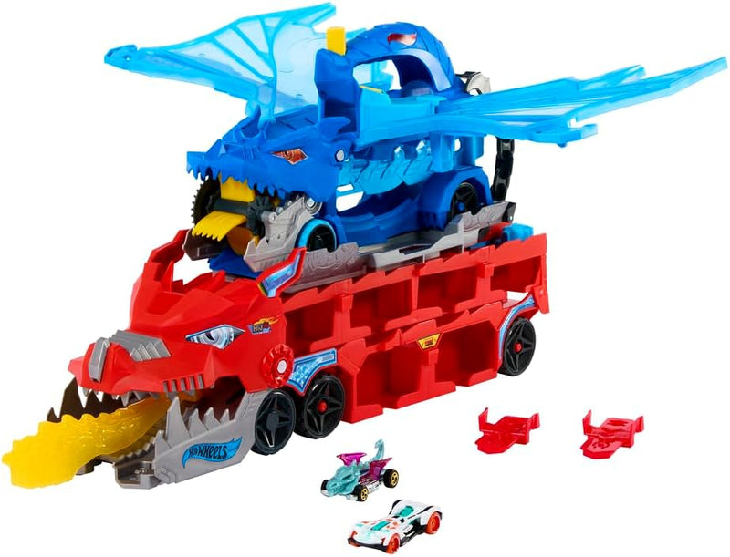 Hot Wheels Shark Chomp Transporter Playset with One 1:64 Scale Car for Kids 4 to 8 Years Old - Ultimate Dragon