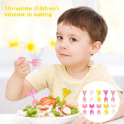 70 Piece Silicone Lunch Box Dividers with Animal-Shaped Forks Reusable Kids' Lunch Box Accessories Perfect for School,Travel, and Picnics