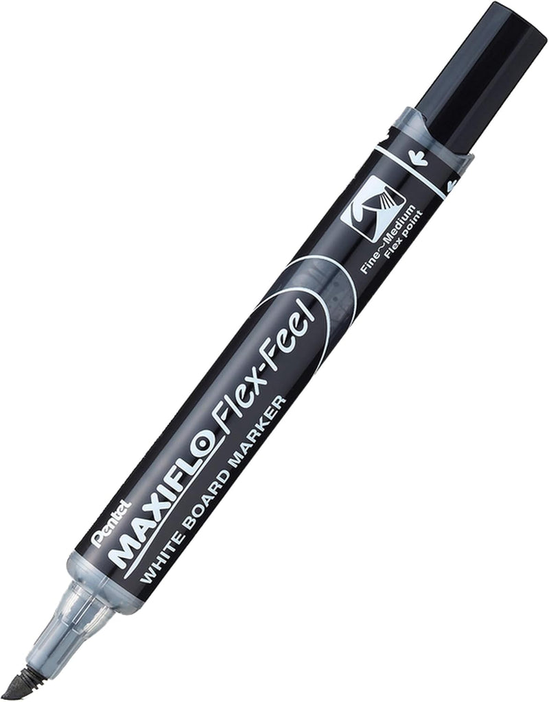 Pentel Maxiflo flex-feel 4.6 mm White Board Marker, Black, Pack of 12