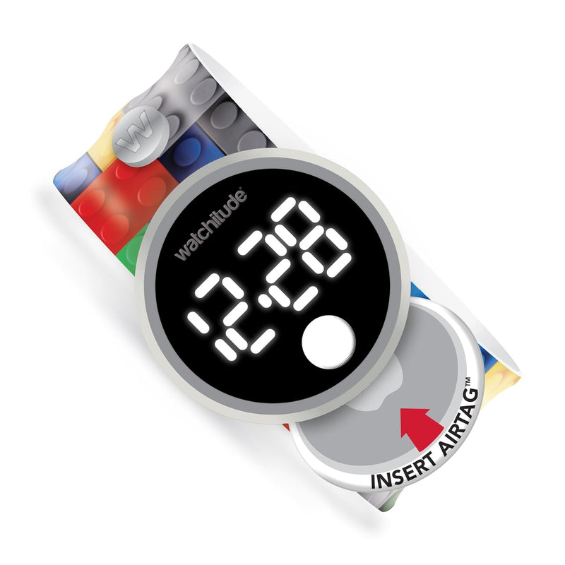watchitude Tag’d Trackable Kids Digital Watch, Build Up - Compatible with Apple AirTag Application, 35mm White Display