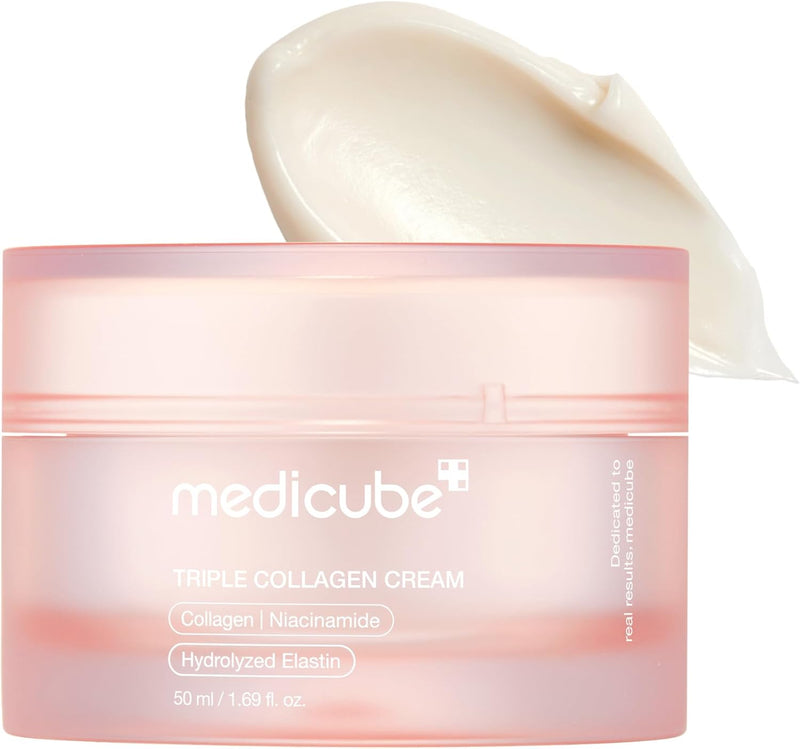 Triple Collagen Cream - Hydrating & Firming Moisturizer with Hyaluronic Acid, Premium Elastin, Shea Butter - Wrinkle Care & Boosts Elasticity - Korean Skincare, 1.69 oz - 1.69 Fl Oz (Pack of 1)